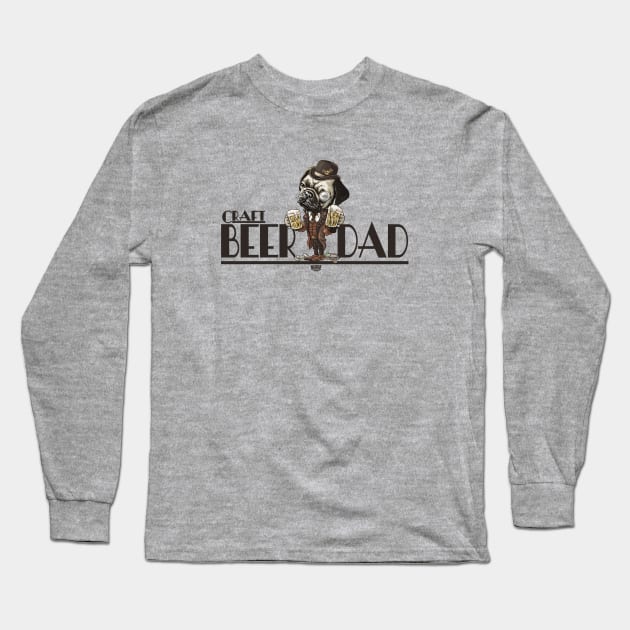 Craft Beer Pug Dad Long Sleeve T-Shirt by Mudge